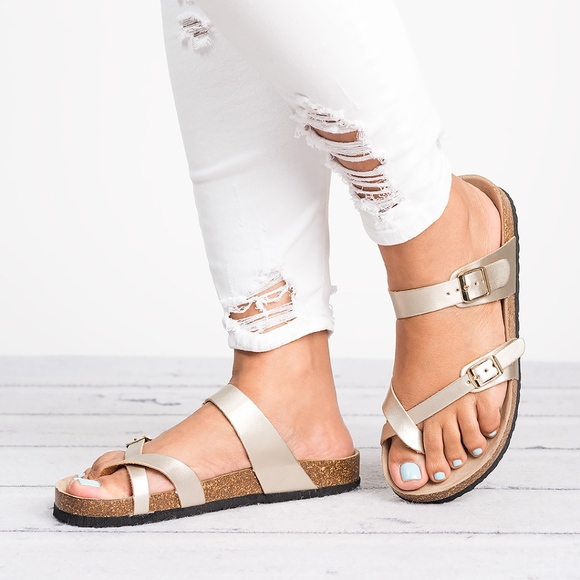 cross strap footbed sandals